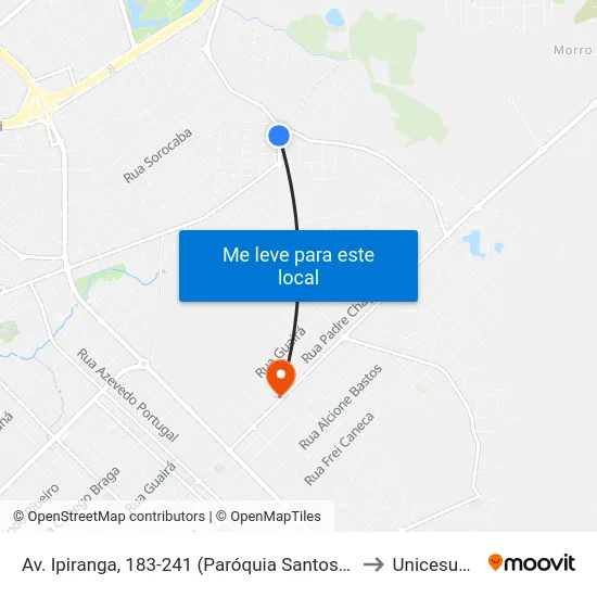 Av. Ipiranga, 183-241 (Paróquia Santos Anjos) to Unicesumar map