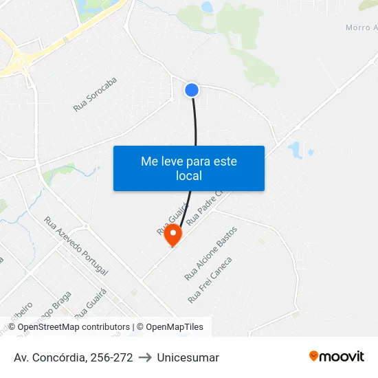 Av. Concórdia, 256-272 to Unicesumar map