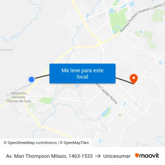 Av. Mari Thompson Milazo, 1463-1533 to Unicesumar map