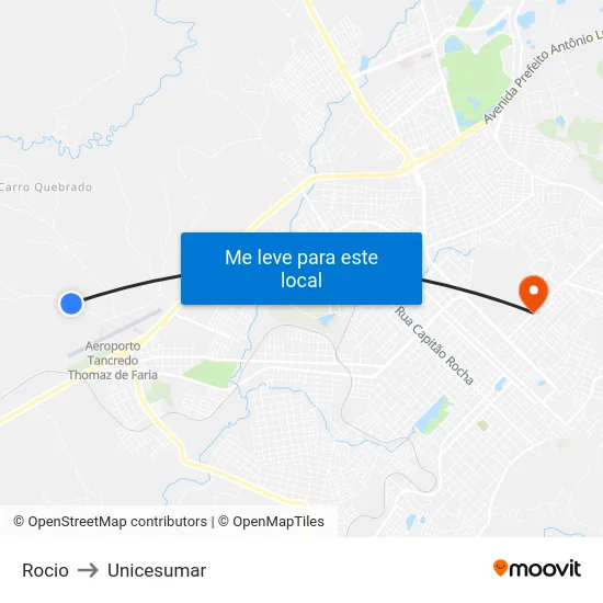 Rocio to Unicesumar map