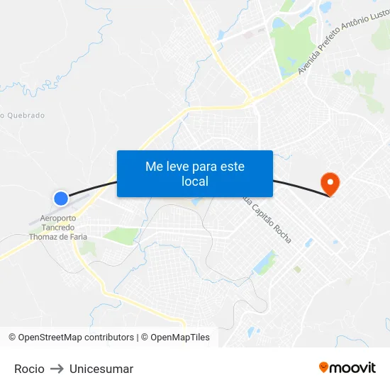 Rocio to Unicesumar map