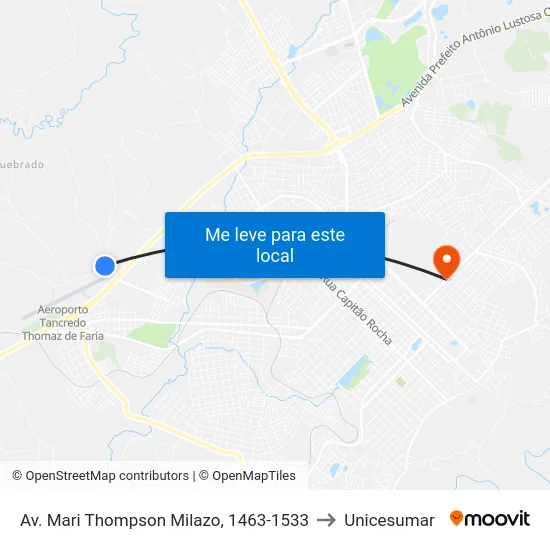 Av. Mari Thompson Milazo, 1463-1533 to Unicesumar map