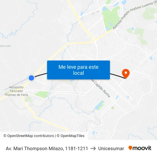 Av. Mari Thompson Milazo, 1181-1211 to Unicesumar map