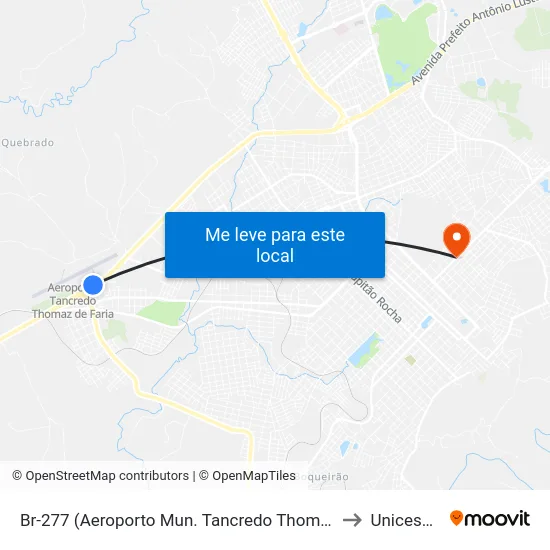 Br-277 (Aeroporto Mun. Tancredo Thomás De Farias) to Unicesumar map