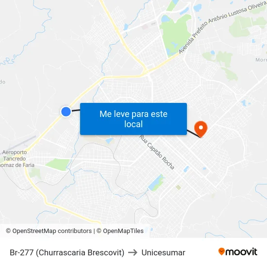 Br-277 (Churrascaria Brescovit) to Unicesumar map