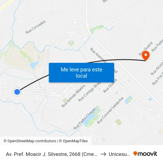 Av. Pref. Moacir J. Silvestre, 2668 (Cmei Vila Bela) to Unicesumar map