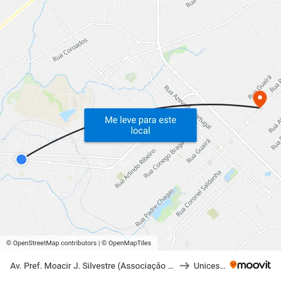 Av. Pref. Moacir J. Silvestre (Associação Atlética Santa Maria) to Unicesumar map