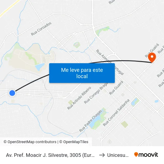 Av. Pref. Moacir J. Silvestre, 3005 (Eurolimp) to Unicesumar map