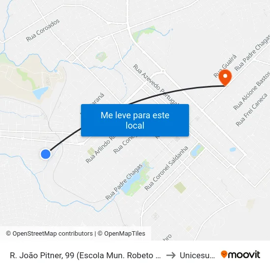 R. João Pitner, 99 (Escola Mun. Robeto C. E Silva) to Unicesumar map