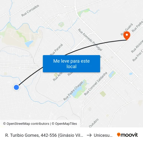 R. Turíbio Gomes, 442-556 (Ginásio Vila Bela) to Unicesumar map