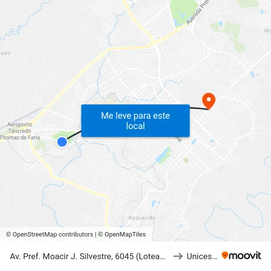 Av. Pref. Moacir J. Silvestre, 6045 (Loteamento João Gelinski) to Unicesumar map