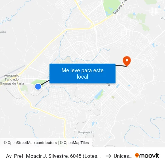 Av. Pref. Moacir J. Silvestre, 6045 (Loteamento João Gelinski) to Unicesumar map