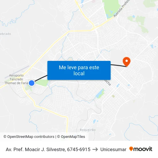Av. Pref. Moacir J. Silvestre, 6745-6915 to Unicesumar map