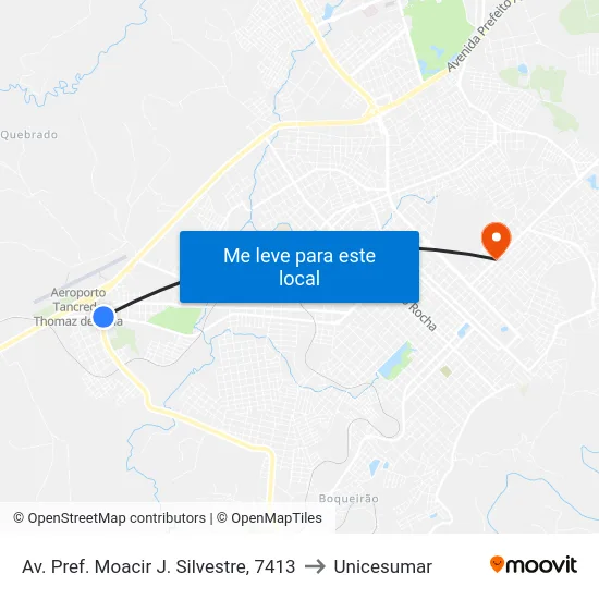 Av. Pref. Moacir J. Silvestre, 7413 to Unicesumar map