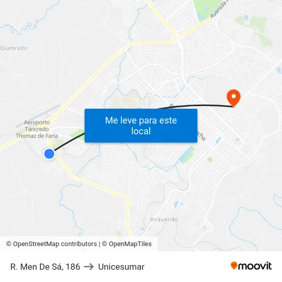 R. Men De Sá, 186 to Unicesumar map