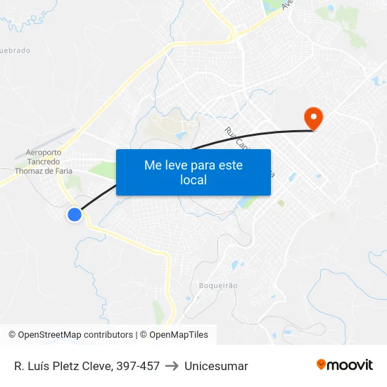R. Luís Pletz Cleve, 397-457 to Unicesumar map