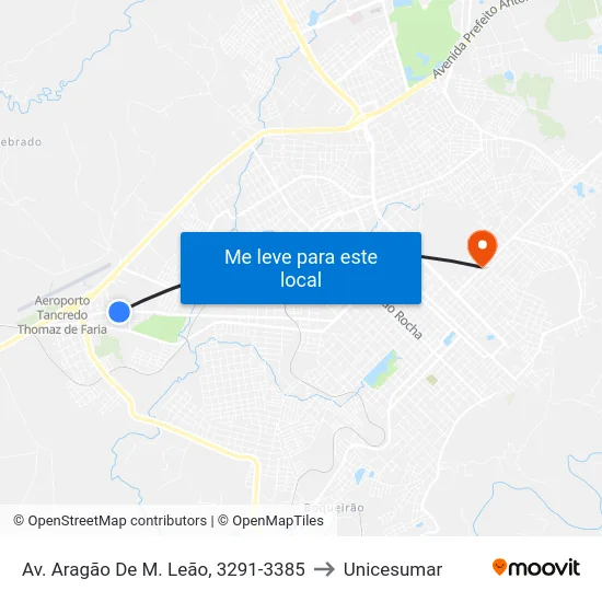 Av. Aragão De M. Leão, 3291-3385 to Unicesumar map