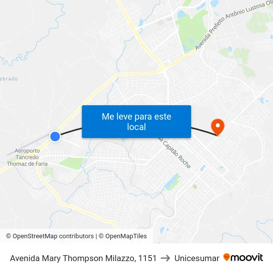 Avenida Mary Thompson Milazzo, 1151 to Unicesumar map