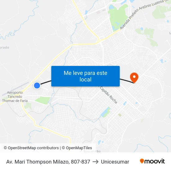 Av. Mari Thompson Milazo, 807-837 to Unicesumar map