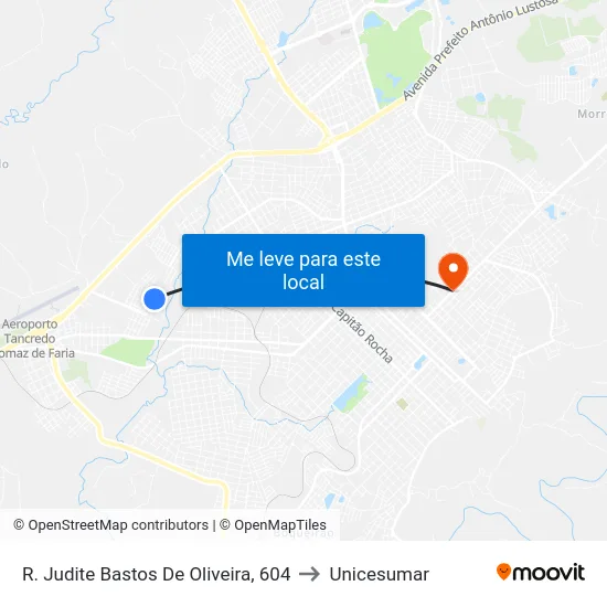 R. Judite Bastos De Oliveira, 604 to Unicesumar map