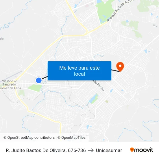 R. Judite Bastos De Oliveira, 676-736 to Unicesumar map