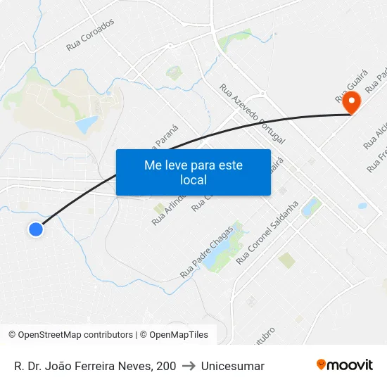 R. Dr. João Ferreira Neves, 200 to Unicesumar map
