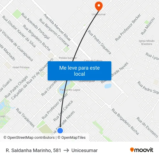 R. Saldanha Marinho, 581 to Unicesumar map
