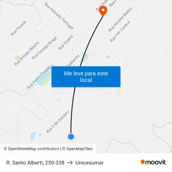 R. Santo Alberti, 250-338 to Unicesumar map