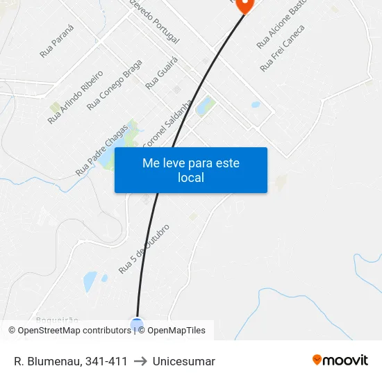 R. Blumenau, 341-411 to Unicesumar map