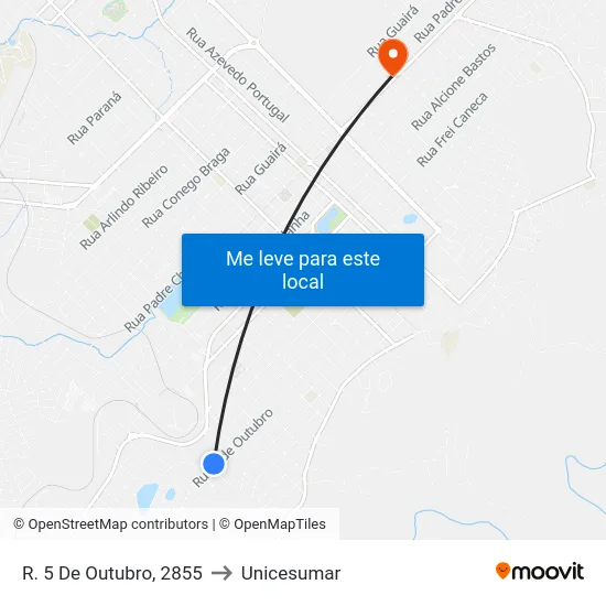R. 5 De Outubro, 2855 to Unicesumar map