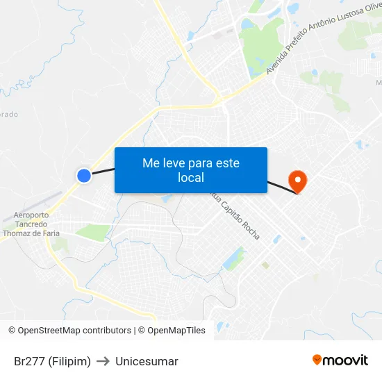 Br277 (Filipim) to Unicesumar map