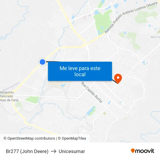 Br277 (John Deere) to Unicesumar map