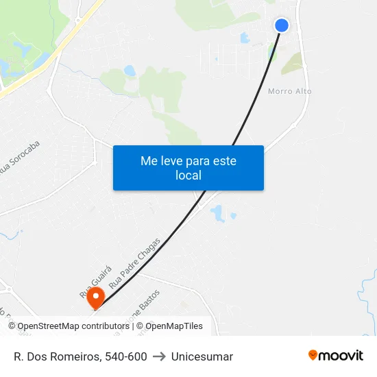 R. Dos Romeiros, 540-600 to Unicesumar map