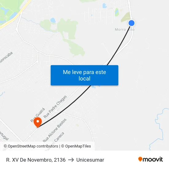 R. XV De Novembro, 2136 to Unicesumar map