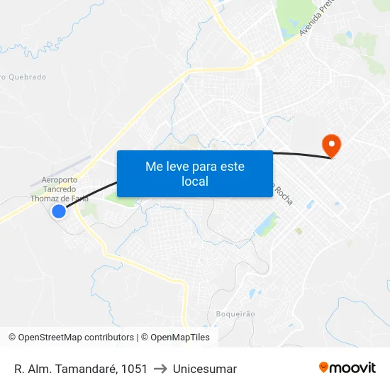 R. Alm. Tamandaré, 1051 to Unicesumar map