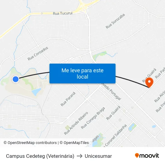 Campus Cedeteg (Veterinária) to Unicesumar map