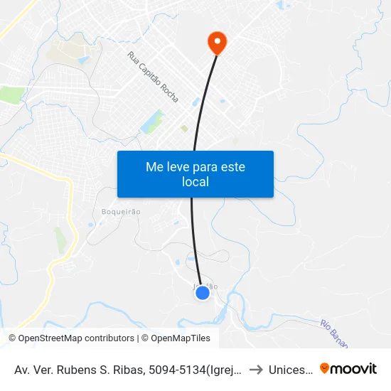 Av. Ver. Rubens S. Ribas, 5094-5134(Igreja São João Batista) to Unicesumar map