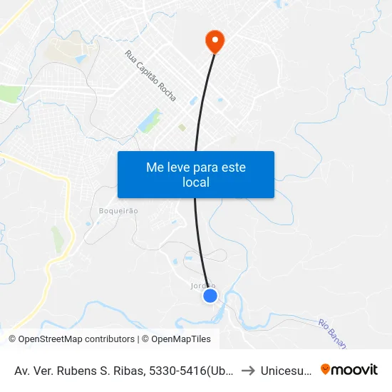 Av. Ver. Rubens S. Ribas, 5330-5416(Ubs Jordão) to Unicesumar map
