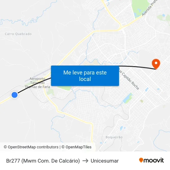 Br277 (Mwm Com. De Calcário) to Unicesumar map