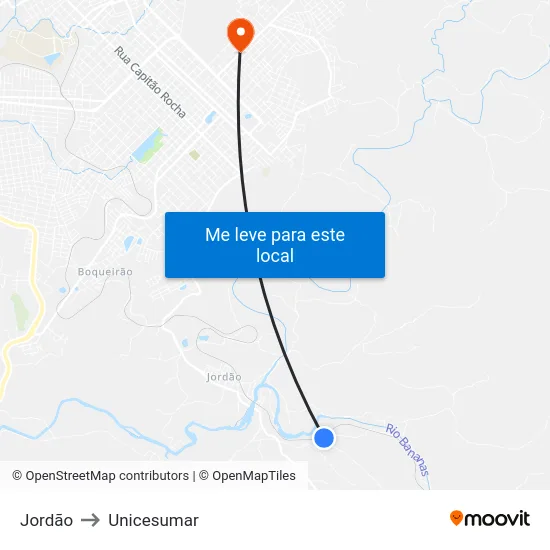 Jordão to Unicesumar map