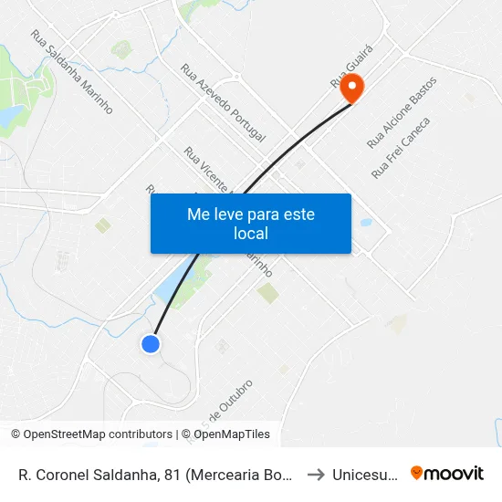 R. Coronel Saldanha, 81 (Mercearia Bom Jesus) to Unicesumar map