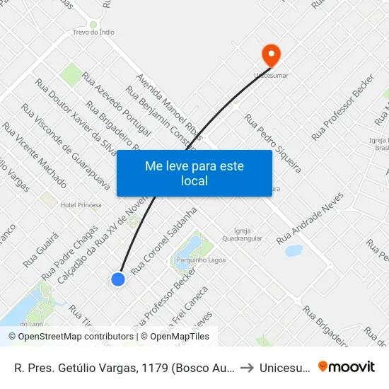 R. Pres. Getúlio Vargas, 1179 (Bosco Auto Escola) to Unicesumar map