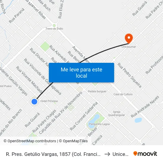 R. Pres. Getúlio Vargas, 1857 (Col. Francisco Carneiro Martins) to Unicesumar map