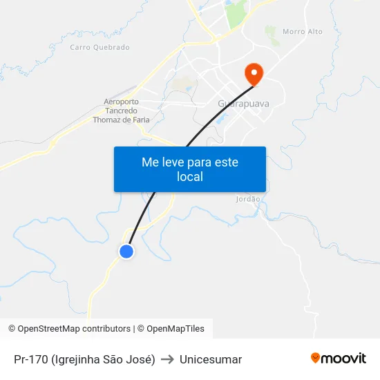 Pr-170 (Igrejinha São José) to Unicesumar map