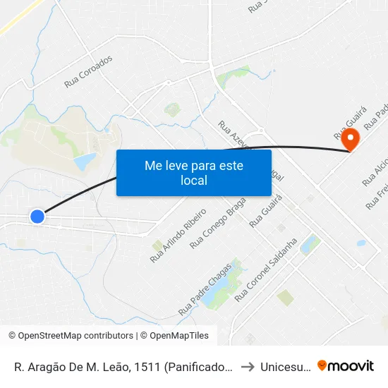 R. Aragão De M. Leão, 1511 (Panificadora Prestígio) to Unicesumar map