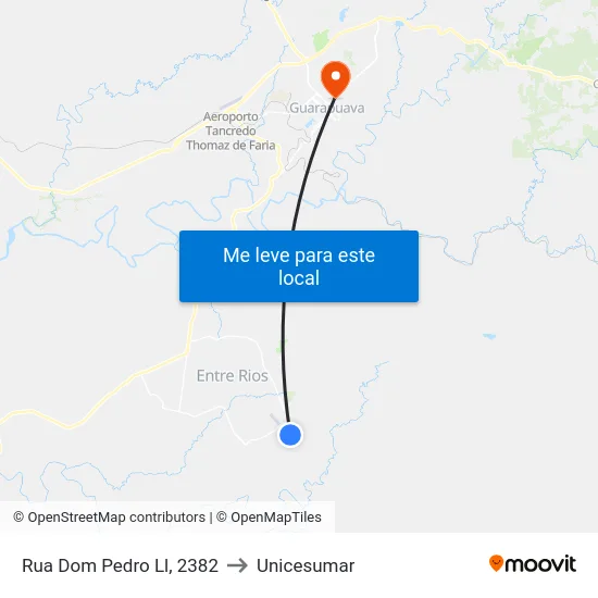 Rua Dom Pedro Ll, 2382 to Unicesumar map