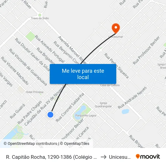 R. Capitão Rocha, 1290-1386 (Colégio Belém) to Unicesumar map