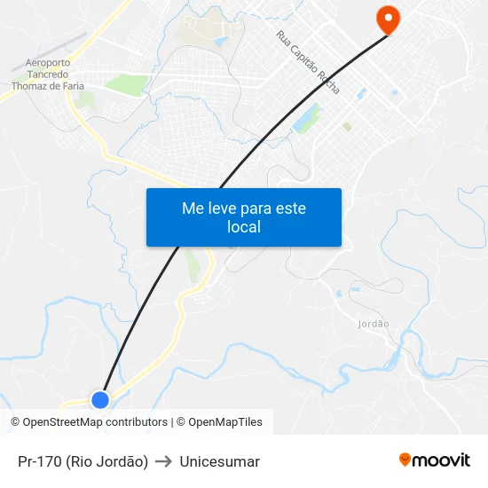 Pr-170 (Rio Jordão) to Unicesumar map