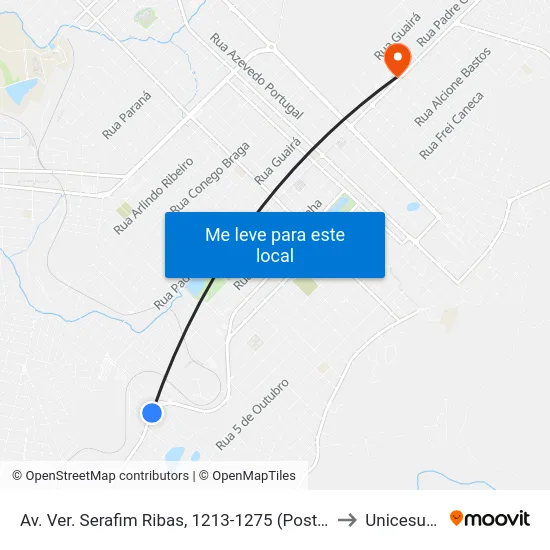 Av. Ver. Serafim Ribas, 1213-1275 (Posto Guapo) to Unicesumar map