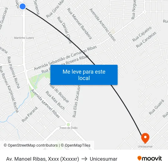 Av. Manoel Ribas, Xxxx (Xxxxxr) to Unicesumar map